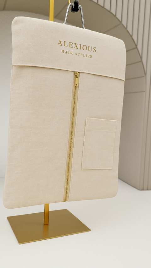 Linen Wig Bag & Wooden Hanger Set (2 sizes)